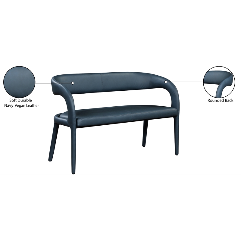 Meridian Furniture Sylvester Navy Vegan Leather Bench