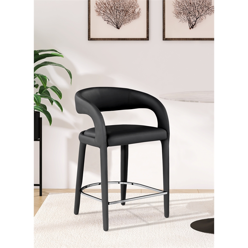 Meridian Furniture Sylvester Black Vegan Leather Stool