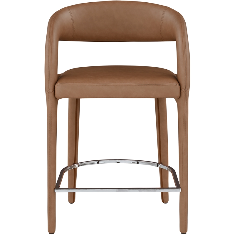 Meridian Furniture Sylvester Brown Vegan Leather Stool