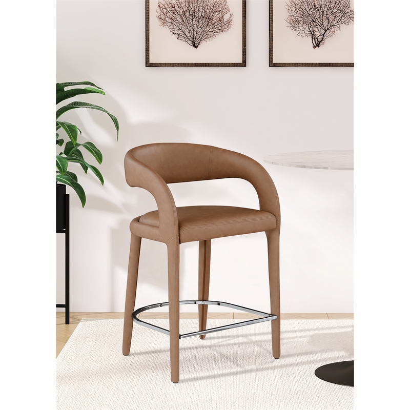 Meridian Furniture Sylvester Brown Vegan Leather Stool