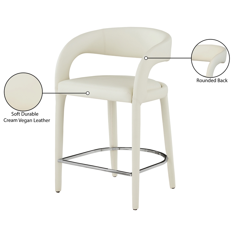 Meridian Furniture Sylvester Cream Vegan Leather Stool