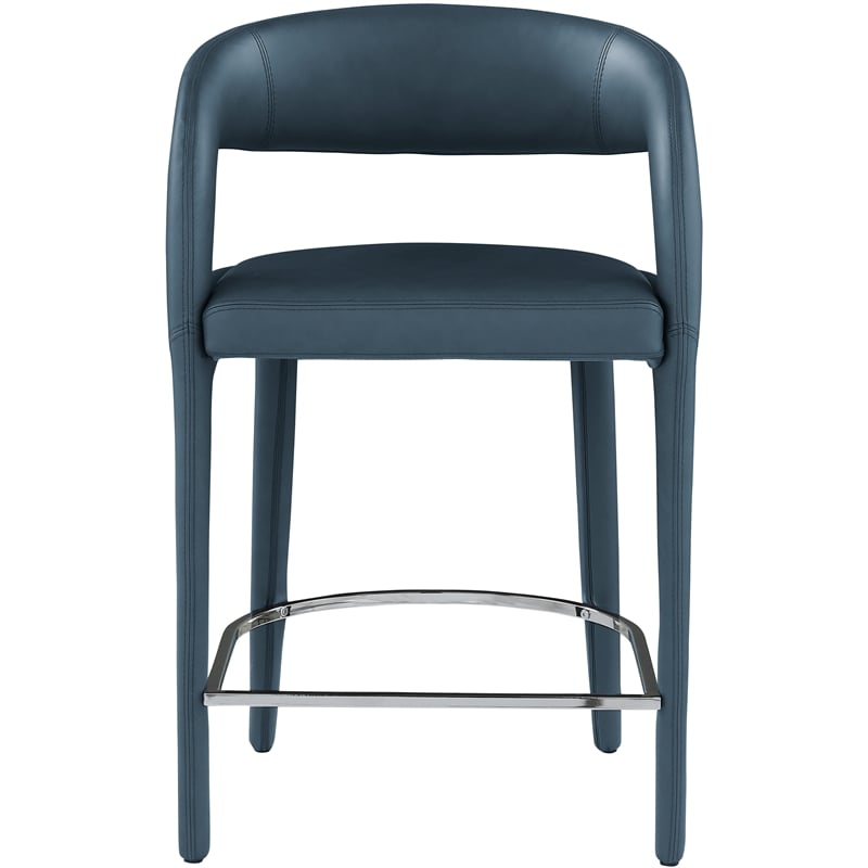 Meridian Furniture Sylvester Navy Vegan Leather Stool