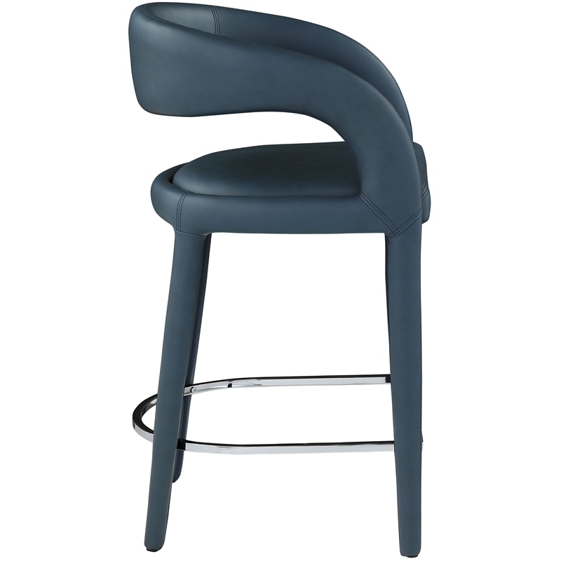 Meridian Furniture Sylvester Navy Vegan Leather Stool