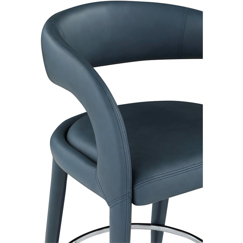 Meridian Furniture Sylvester Navy Vegan Leather Stool