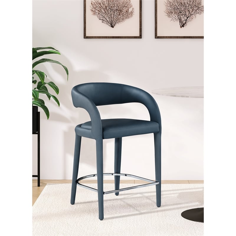 Meridian Furniture Sylvester Navy Vegan Leather Stool