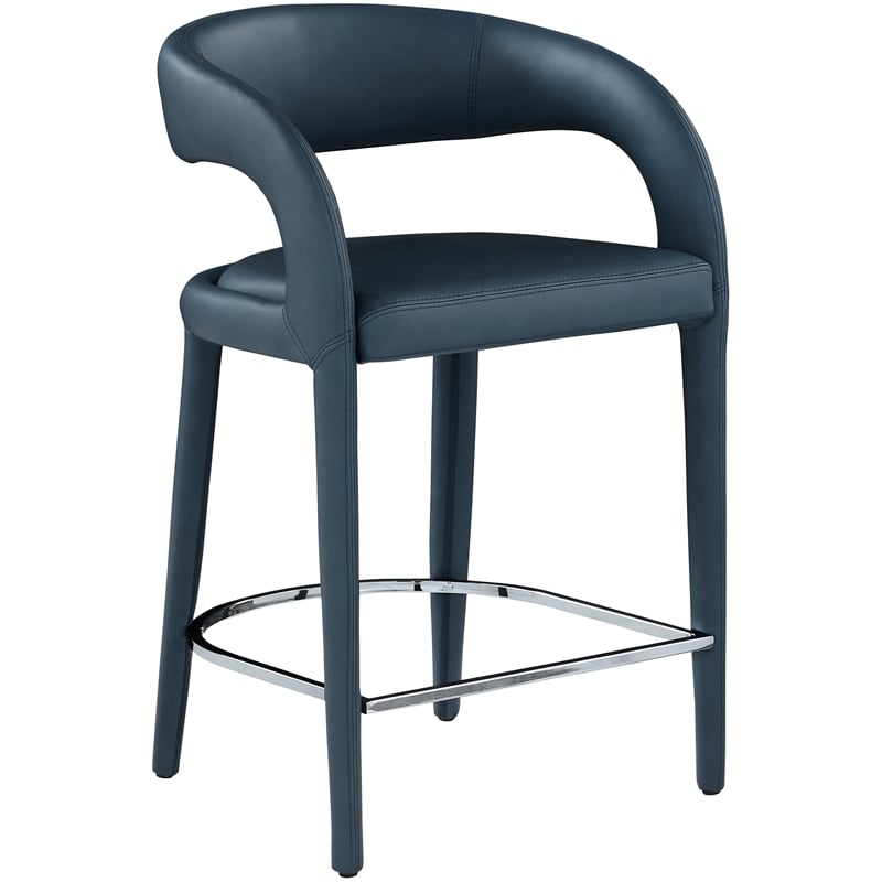 Meridian Furniture Sylvester Navy Vegan Leather Stool