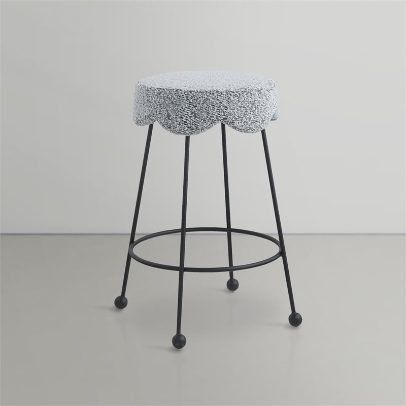Meridian Furniture Fleur Grey Boucle Fabric Counter Stool
