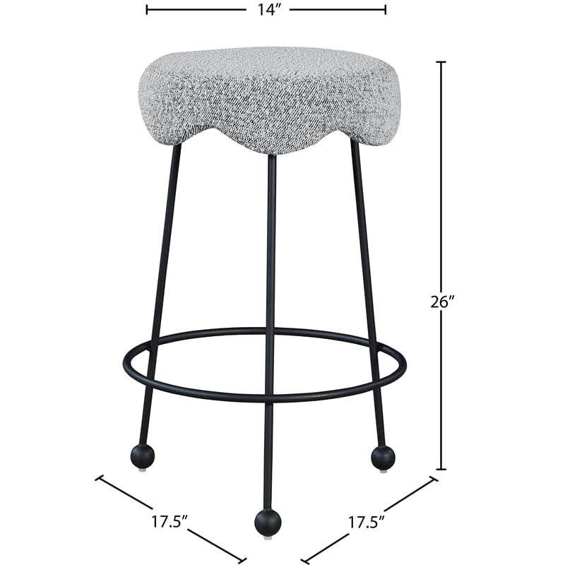 Meridian Furniture Fleur Grey Boucle Fabric Counter Stool