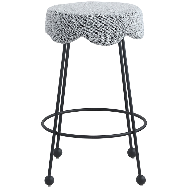 Meridian Furniture Fleur Grey Boucle Fabric Counter Stool