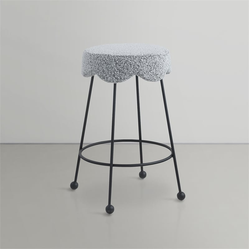 Meridian Furniture Fleur Grey Boucle Fabric Counter Stool