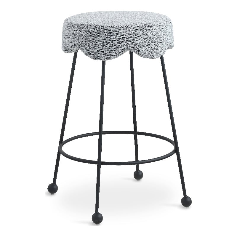 Meridian Furniture Fleur Grey Boucle Fabric Counter Stool