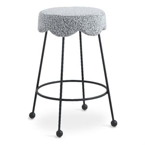 Meridian Furniture Fleur Grey Boucle Fabric Counter Stool
