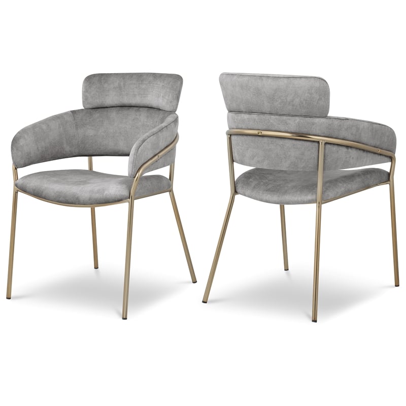 Meridian Furniture Yara Grey Velvet Dining Chair (Set of 2)