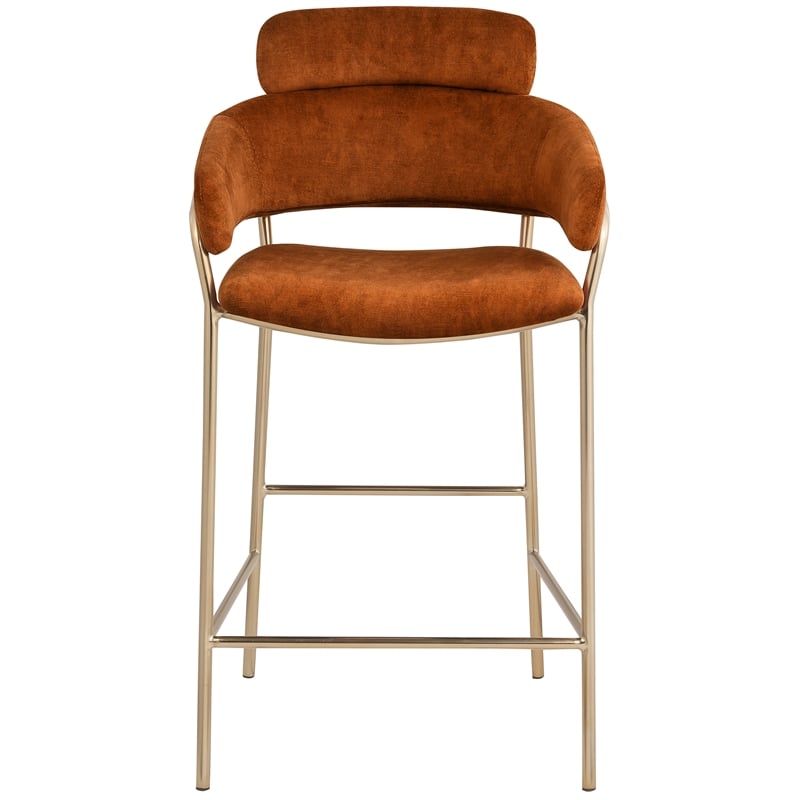 Meridian Furniture Yara Cognac Velvet Counter Stool