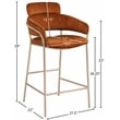 Meridian Furniture Yara Cognac Velvet Counter Stool