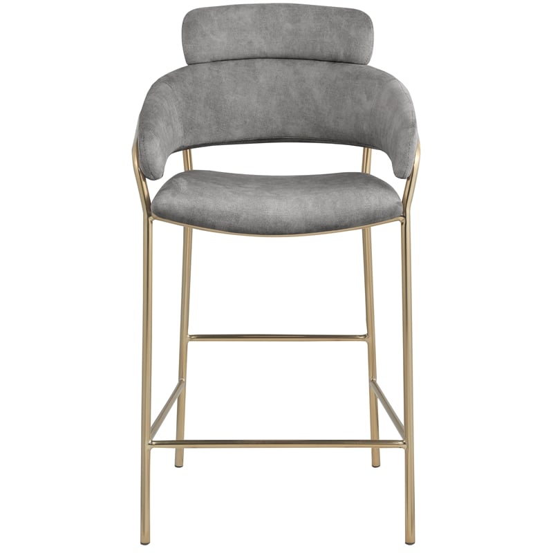Meridian Furniture Yara Grey Velvet Counter Stool