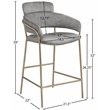 Meridian Furniture Yara Grey Velvet Counter Stool