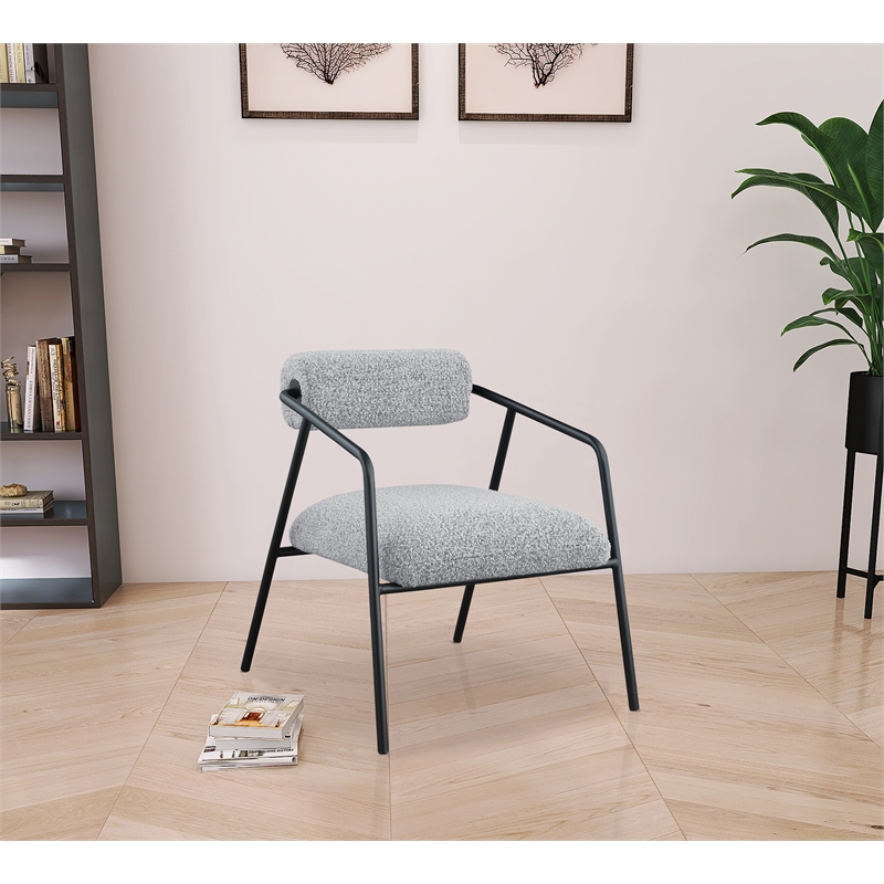 Meridian Furniture Carly Grey Boucle Fabric Accent Chair