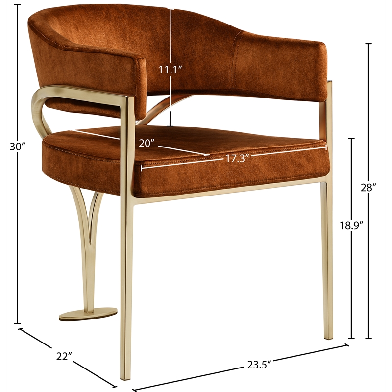 Meridian Furniture Madelyn Cognac Velvet Dining Chair (Set of 2)