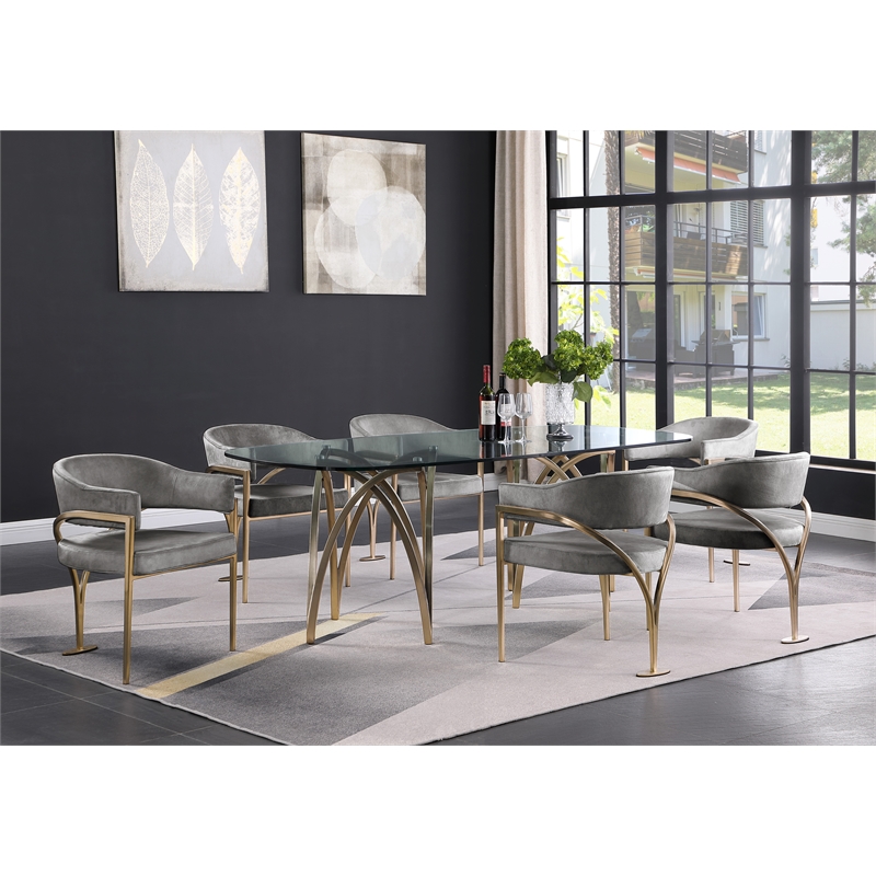 Meridian Furniture Madelyn Grey Velvet Dining Chair (Set of 2)