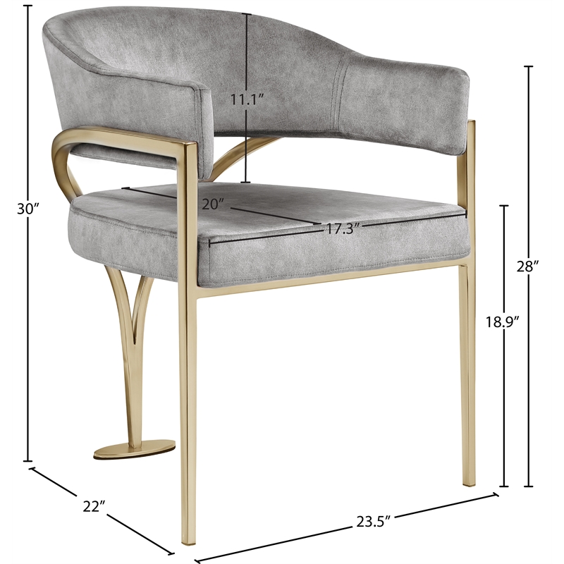Meridian Furniture Madelyn Grey Velvet Dining Chair (Set of 2)
