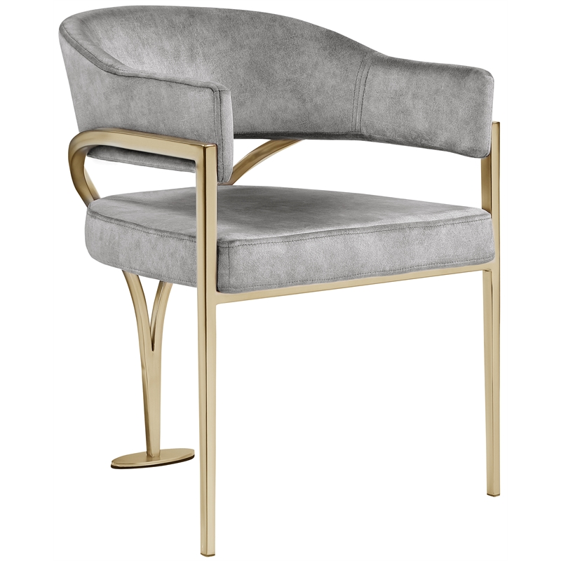 Meridian Furniture Madelyn Grey Velvet Dining Chair (Set of 2)