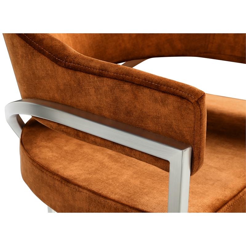 Meridian Furniture Madelyn Cognac Velvet Dining Chair (Set of 2)