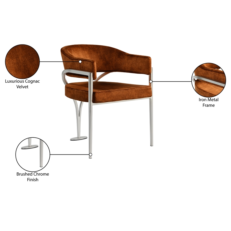 Meridian Furniture Madelyn Cognac Velvet Dining Chair (Set of 2)