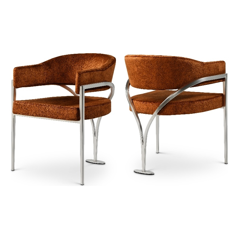 Meridian Furniture Madelyn Cognac Velvet Dining Chair (Set of 2)