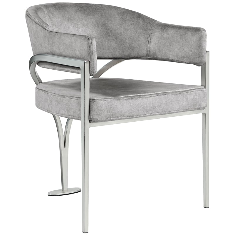 Meridian Furniture Madelyn Grey Velvet Dining Chair (Set of 2)