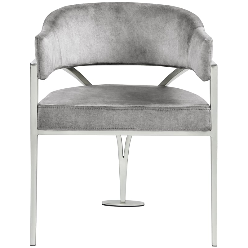 Meridian Furniture Madelyn Grey Velvet Dining Chair (Set of 2)