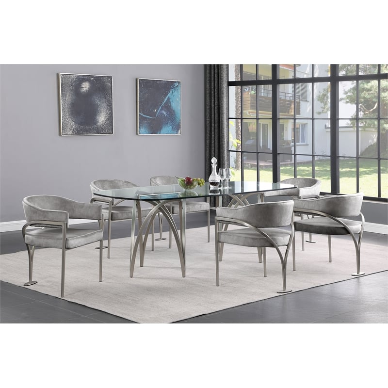 Meridian Furniture Madelyn Grey Velvet Dining Chair (Set of 2)
