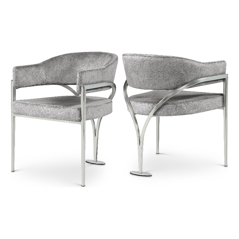 Meridian Furniture Madelyn Grey Velvet Dining Chair (Set of 2)