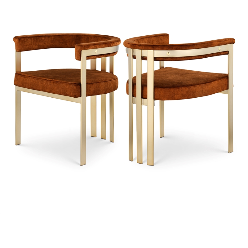 Meridian Furniture Marcello Cognac Velvet Dining Chair (Set of 2)