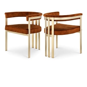 Meridian Furniture Marcello Cognac Velvet Dining Chair (Set of 2)
