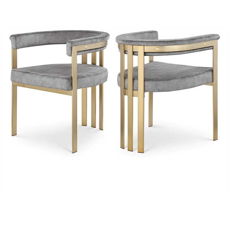 Meridian Furniture Marcello Grey Velvet Dining Chair (Set of 2)