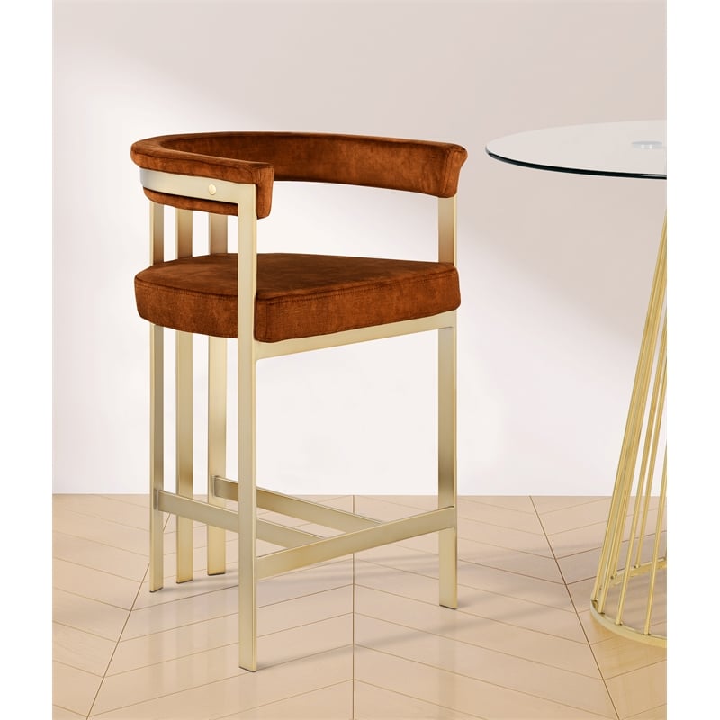 Meridian Furniture Marcello Cognac Velvet Counter Stool (Set of 2)