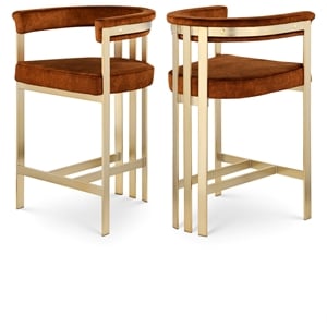Meridian Furniture Marcello Cognac Velvet Counter Stool (Set of 2)