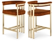 Meridian Furniture Marcello Cognac Velvet Counter Stool (Set of 2)