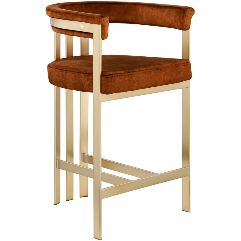 Meridian Furniture Marcello Cognac Velvet Counter Stool (Set of 2)