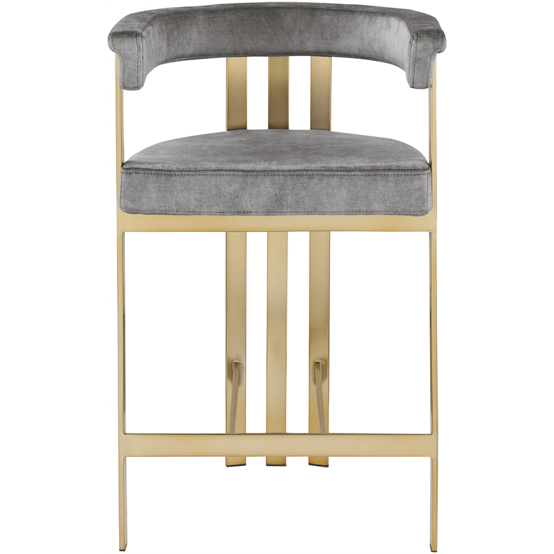 Meridian Furniture Marcello Grey Velvet Counter Stool (Set of 2)