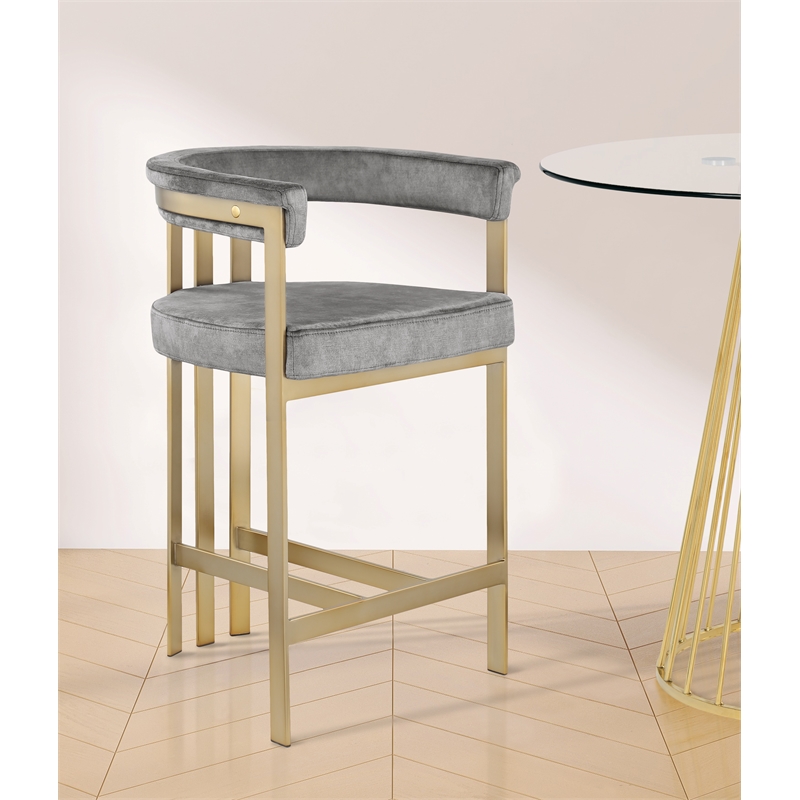 Meridian Furniture Marcello Grey Velvet Counter Stool (Set of 2)
