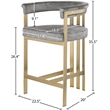 Meridian Furniture Marcello Grey Velvet Counter Stool (Set of 2)