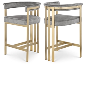 Meridian Furniture Marcello Grey Velvet Counter Stool (Set of 2)