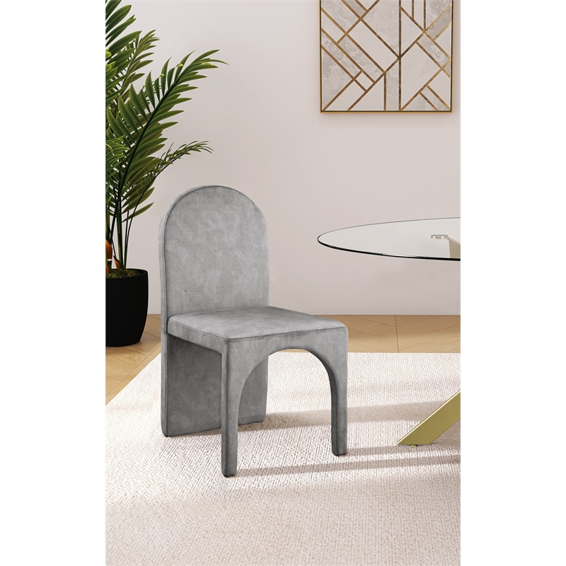 Meridian Furniture Summer Grey Velvet Dining Side Chair (Set of 2)