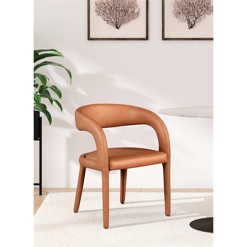 Meridian Furniture Sylvester Cognac Vegan Leather Dining Chair
