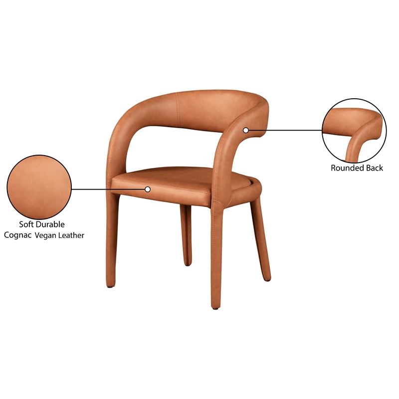 Meridian Furniture Sylvester Cognac Vegan Leather Dining Chair