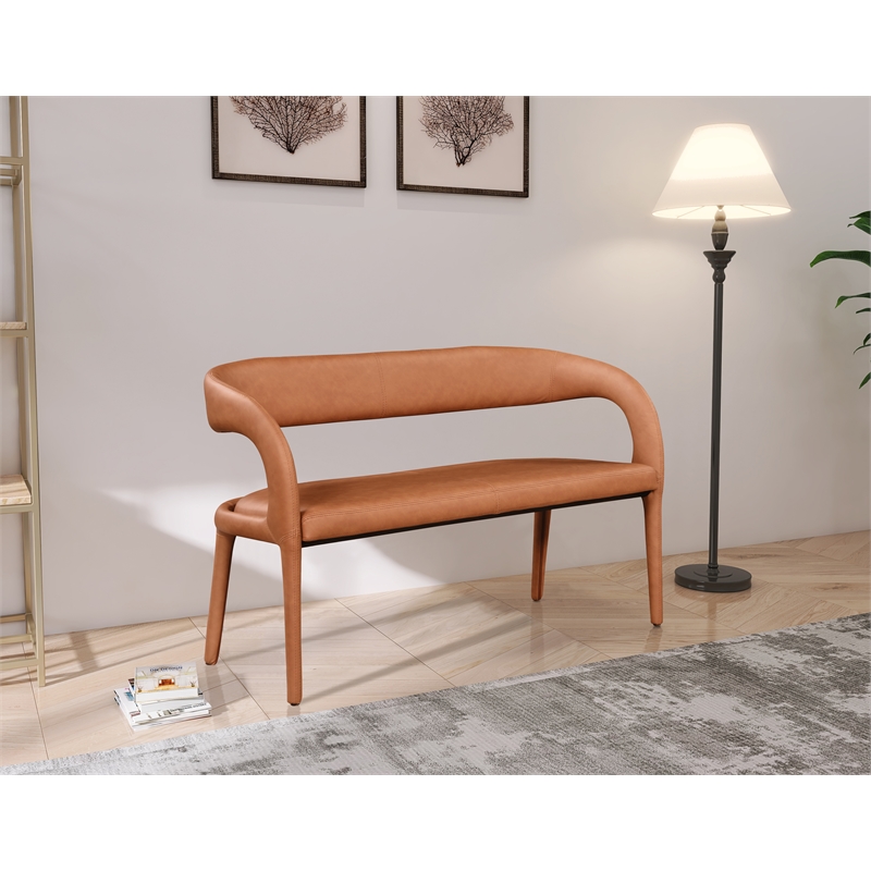 Meridian Furniture Sylvester Cognac Vegan Leather Bench