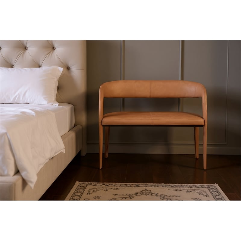Meridian Furniture Sylvester Cognac Vegan Leather Bench
