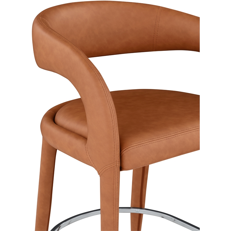 Meridian Furniture Sylvester Cognac Vegan Leather Stool